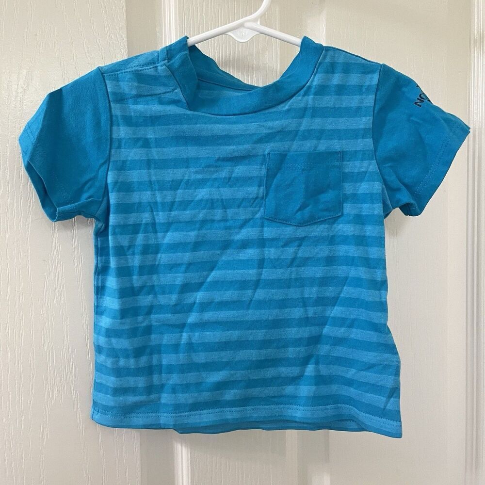 The North Face Blue Striped Infant Tee T-Shirt Top Boys Size 6-12 Months NEW